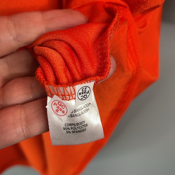 LILY MORGAN NWT Flutter Sleeve Top Orange Zipper V-Neck Stretch Short Sleeves 2X - Picture 9 of 11